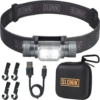 SLONIK Rechargeable Headlamp for Adults - 1000 Lumens Super Bright 60 ft Beam LE