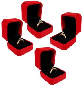 4 x Ringetui Hochzeit Ringschachtel Schmuckschachtel Ringschatulle Ringbox Rot - Bild 1 von 6