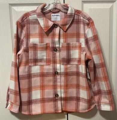OLD NAVY Girls Pink & Orange Plaid Shacket NWT Size XXL 18 - Image 1 of 4