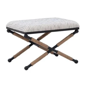 Linon Home Decor Backless Stool 18" Metal Legs Upholstered Black/White Striped - Picture 1 of 6