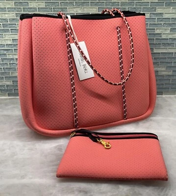 Bolsa esportiva Annabel Ingall neoprene grande coral nova com etiquetas nova com etiquetas com bolsa tote - Imagem 1 de 4
