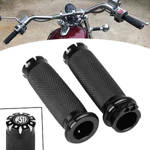 Black Motor Hand Grips Handlebar For Harley Dyna Wide Glide FXDWG Street Glide - Picture 1 of 18