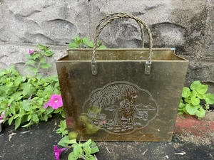Large BRASS Flower Planter Cache Bulb BASKET STYLE POT Tub Jardiniere - Picture 1 of 5