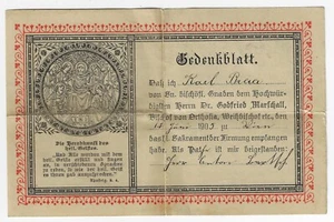 1905 Confirmation Certificate German Catholic Vienna Austria Archdiocese - Picture 1 of 9
