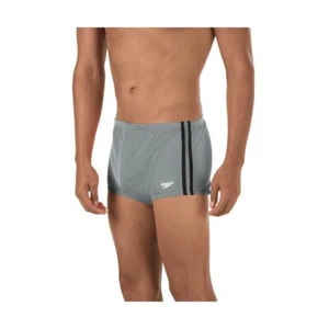 NEW! Speedo Men's Poly Mesh Square Legs Training Suit Gray Black Size 30 - Picture 1 of 9
