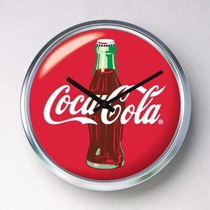 COCA COLA 1993 Wanduhr Edelstahl lautlos Quarzwerk Mann Höhle Schuppen - Bild 1 von 12