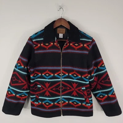 Pendleton Jacket Mens Small Black Wool Blend Southwestern Aztec Full Zip Lined - Image 1 of 4