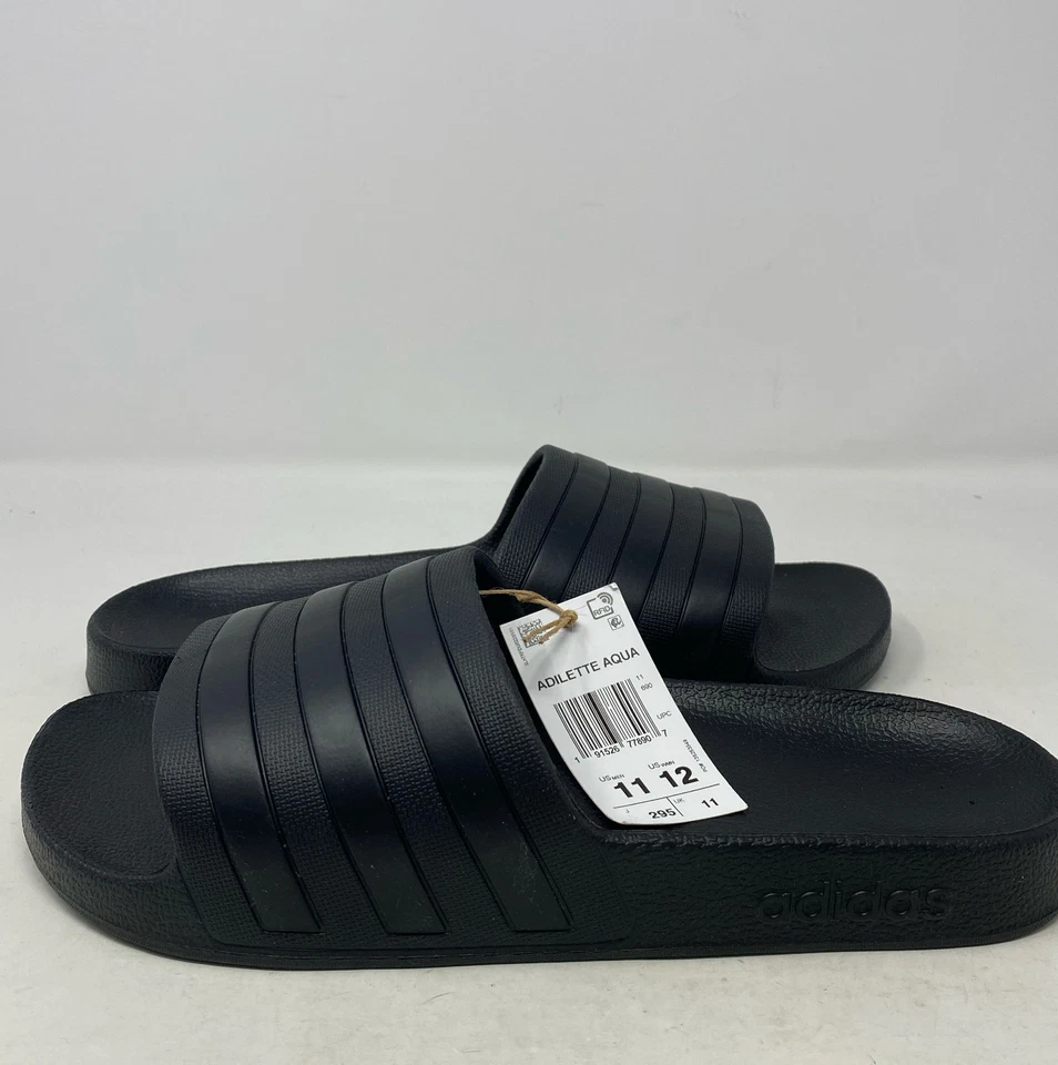adidas Adilette Aqua Slides Sandals Black Size 11 Mens Beach Sports Shoes 0020