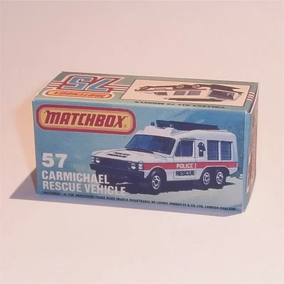 Matchbox Lesney Superfast 57 g Carmichael Rescue Vehicle K Style Repro Box - Image 1 of 4