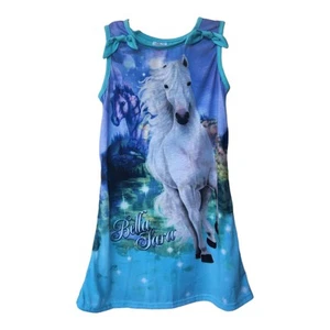 Bella Sara White Horse Girls Blue Nightgown Dress Size 14-16 Better Fit 8-10 - Picture 1 of 11