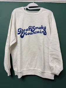 Mens Great Smoky Mountains Sweatshirt. XL. White. SKU 90071 - Picture 1 of 6