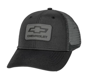 Hat Chevrolet Black & Grey Mesh Rubber Patch Trucker Cap 210 - Bild 1 von 4