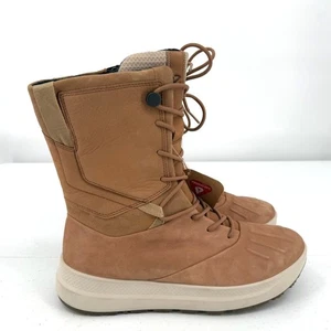 NWT Ecco Women's Tan Solice Leather Cashmere Insulated High Boots Size 39 - Picture 1 of 11
