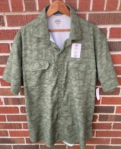 NWT IZOD SALTWATER MEN'S SHORT SLEEVE COOL FX FISHING OUTDOOR SHIRT CAMO LARGE - Picture 1 of 5