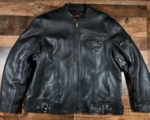 Unik Leather Motorcycle Jacket Womens 4XL Black Biker Rider Studded Belted - Picture 1 of 15