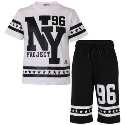 Bambini Ragazzi T Shorts Set 100% Cotone Ny New York Top Corto Età 5-13 Anni - Immagine 1 di 2