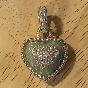 Judith Ripka Herz Anhänger/Verstärker Sterlingsilber, CZ's & grüne Jade - Bild 1 von 9