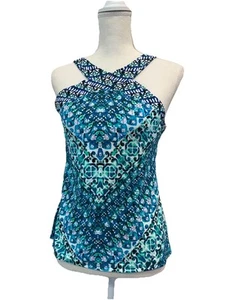 NWT Swim Solutions Womens Printed High-neck Underwire Tankini Top Size 10 - Picture 1 of 4
