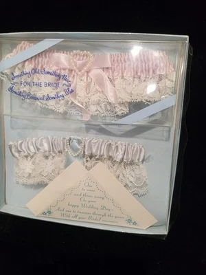 Vintage marital garters - pink and blue - Image 1 of 4