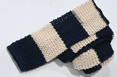 J.CREW 条纹棕色丝绸男式针织领带 W:3 3/4" L:60 出品 — 第 1/3 张图片