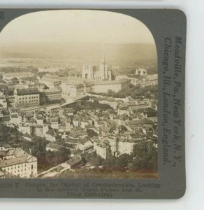 Prague Czechoslovakia Ancient Royal Palace & Cathedral Keystone Stereoview - Picture 1 of 2