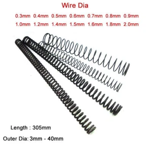 Compression Spring Long 305mm Black Steel Small Springs Wire Diameter 0.3mm-2mm - Picture 1 of 9