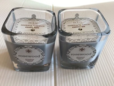 Root Candle ROSEWOOD (2) 6 oz SEEKING BALANCE ESSENTIALS Gray SQUARE New RARE! - Image 1 of 4