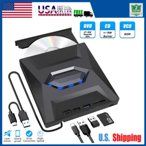External CD DVD Drive USB 3.0 Writer Burner Player for PC Laptop Windows 11 10 - Picture 1 of 17