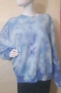 Neu mit Etikett Victoria Secret langärmliges Sweatshirt pink Batik Größe Medium blau - Bild 1 von 3