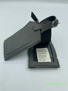NOS Luggage Tag Grey GDR VEB Faux Leather Luggage Tag Tag Address Tag - Picture 1 of 1