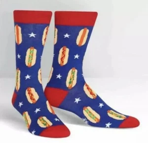 New Novelty Hot Dog Sock It To Me Men's Foot Long Crew Socks A16FD - Picture 1 of 3