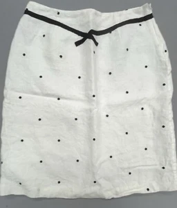 Mujeres Falda Irlandesa de Lino 8 Blanca Negra Lunares Costera Preppy Náutica Playa - Imagen 1 de 7