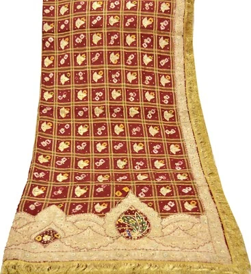 De colección Pesado Nupcial Dupatta Algodón Puro Estola Larga Cuentas Bandhani Hijab Foto 1 de 4