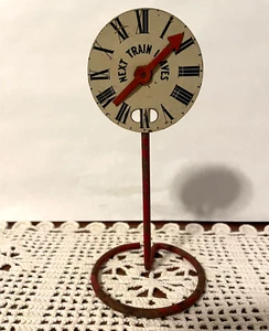 Vintage NEXT TRAIN LEAVES METAL CLOCK SIGN LIONEL..AMERICAN FLYER..OTHERS?? - Picture 1 of 12