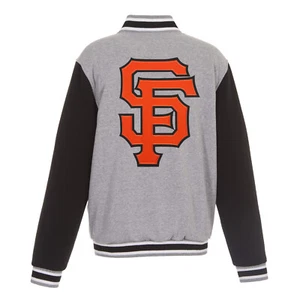 MLB Gigantes de San Francisco Chaqueta de Vellón a Presión Completa Reversible Logotipos Bordados JH - Imagen 1 de 6