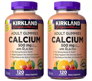 Kirkland Signature Calcium 500 mg with D3 & Zinc, 240 Adult Gummies - Picture 1 of 2