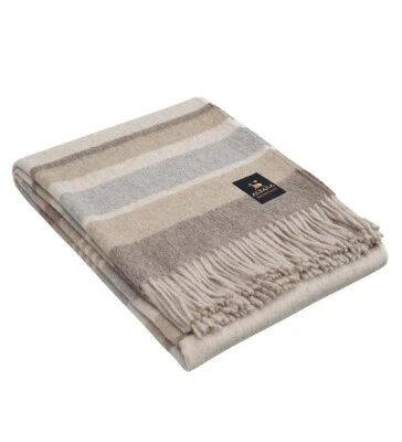 Alpaca Merino Wool Blanket Throw Warm and Soft Multicolor Striped Design Peru - Image 1 of 4