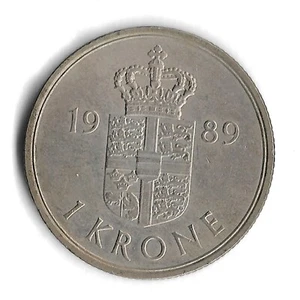Moneda Mundial Dinamarca 1989 1 Corona - De Colección 15.704.000 - KM# 862 - Imagen 1 de 2