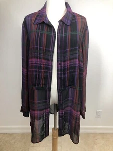 Lauren Ralph Lauren 2X Women’s Plaid Colorful Button Up Collared Sheer - Picture 1 of 7