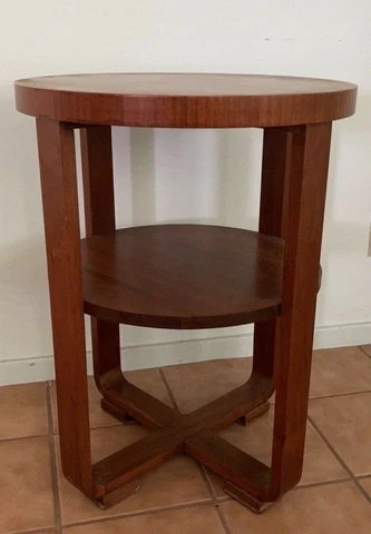 Vintage Art Nouveau Deco Round Wooden Side/ End Table or Coffee Table Cover