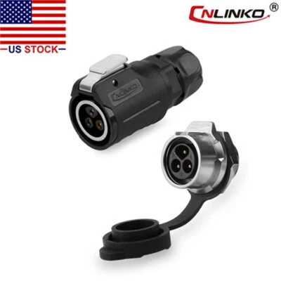 CNLINKO 3 Pin M16 Size Power Connector Female Plug & Male Socket Waterproof Outdoor IP67