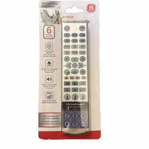 *GE Universal Remote Control 6 Devices Configuration Brushed Silver Backlit New - Picture 1 of 3