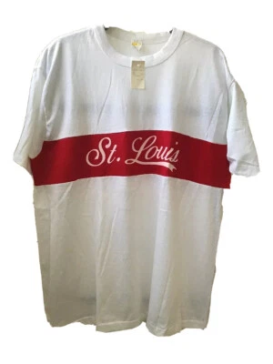 St Louis T-shirt White Reds Souvenir 1980’s NWT True Vintage Velva Sheen XL USA - Image 1 of 4