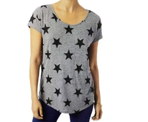 T-Shirt Gray With Black Stars Women's Size Small - Picture 1 of 8
