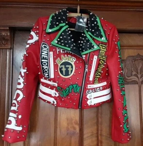Damen Jacke Gr.M, mit Nieten, Punk, Rock, ungetragen K-Leder - Bild 1 von 7