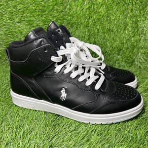 Talla 7.5 Polo Ralph Lauren Corte Prendas para el torso altas Zapatos de cuero negro Tenis Botas - Imagen 1 de 7