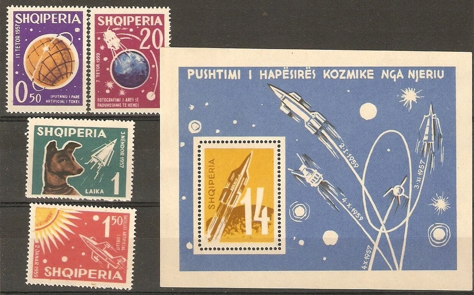 Albania Albanien Albanie 1962 Space Sputnik MiNr 663 A - 666 A + Block 9 A MNH** - Image 1 of 1