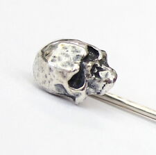 Human Skull Ascot Stickpin Stick Pin Lapel Sterling Silver Hat Cravat Pin 506