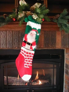 Santa Chimney Christmas Stocking~OR~Choose Design~Hand Knit ~Will personalize - Bild 1 von 8