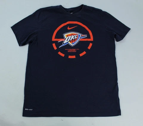 Nike Oklahoma City Thunder Basketball T Shirt Mens Size L Dri Fit NBA Authentic Cover